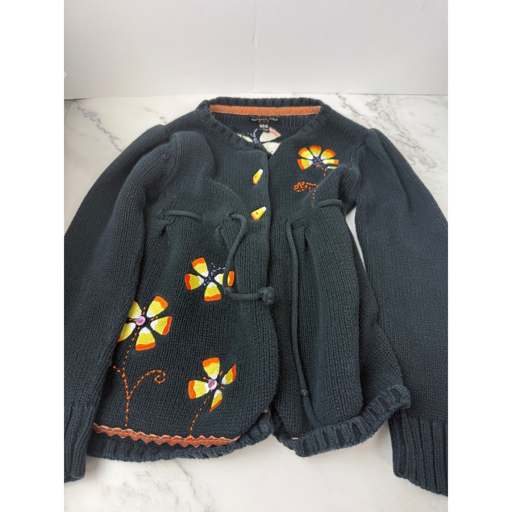 Vintage Authentic Kids Halloween Fall Cardigan Candy Corn Buttoms Sz M 5-6